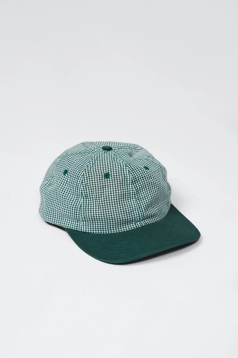 Lite Year Six Panel Gingham Cap - Hunter Green