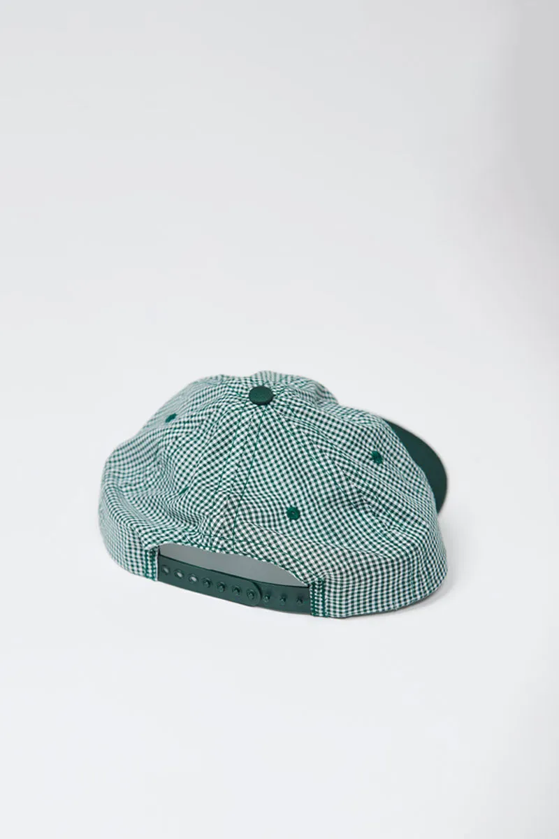 Lite Year Six Panel Gingham Cap - Hunter Green