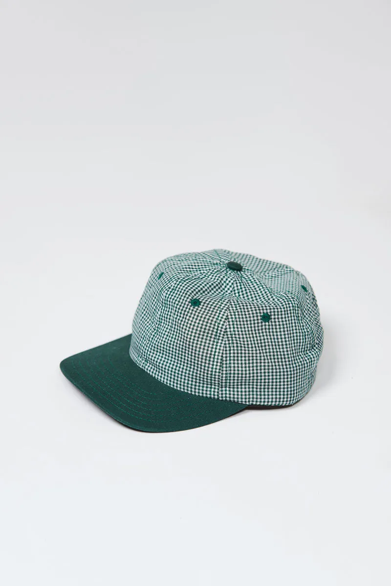 Lite Year Six Panel Gingham Cap - Hunter Green