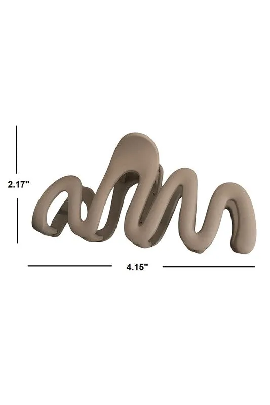 Matte Finish Wave Design Hair Claw Clips