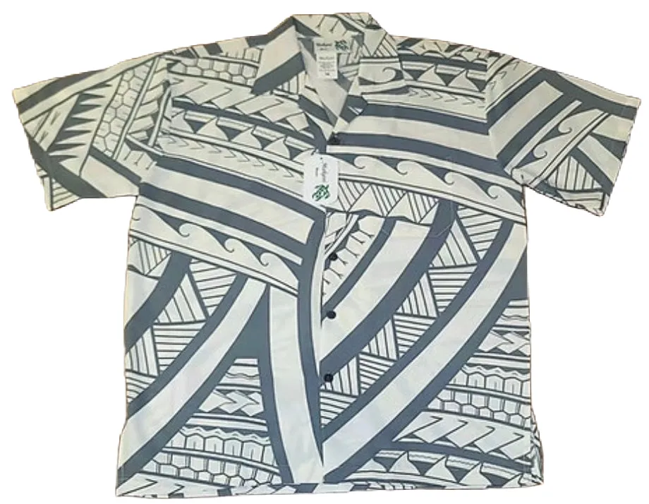 Mens Tribal Grey Aloha Shirt