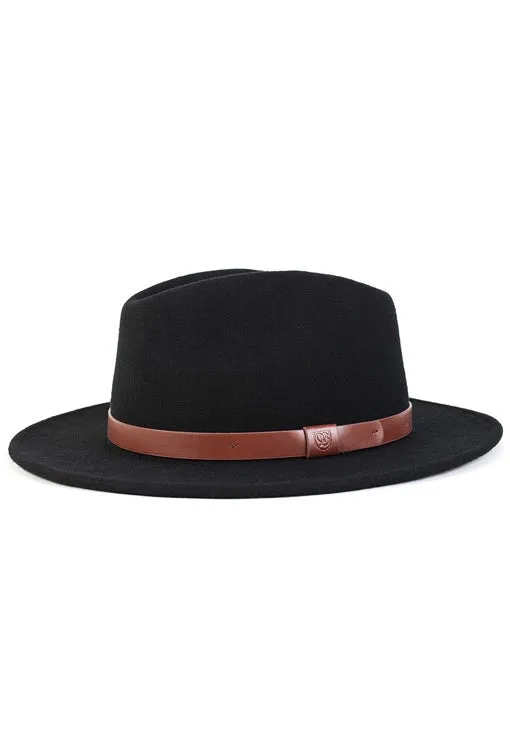 Messer Fedora (Unisex) - Black/Tan Band