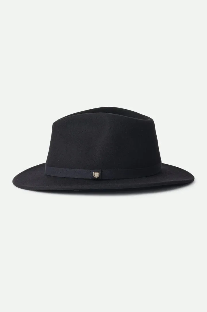 Messer Packable Fedora (Unisex) - Black/Black Band