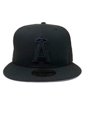 New Era Anaheim Angels 5950 Basic Black on Black Fitted Baseball Cap Hat