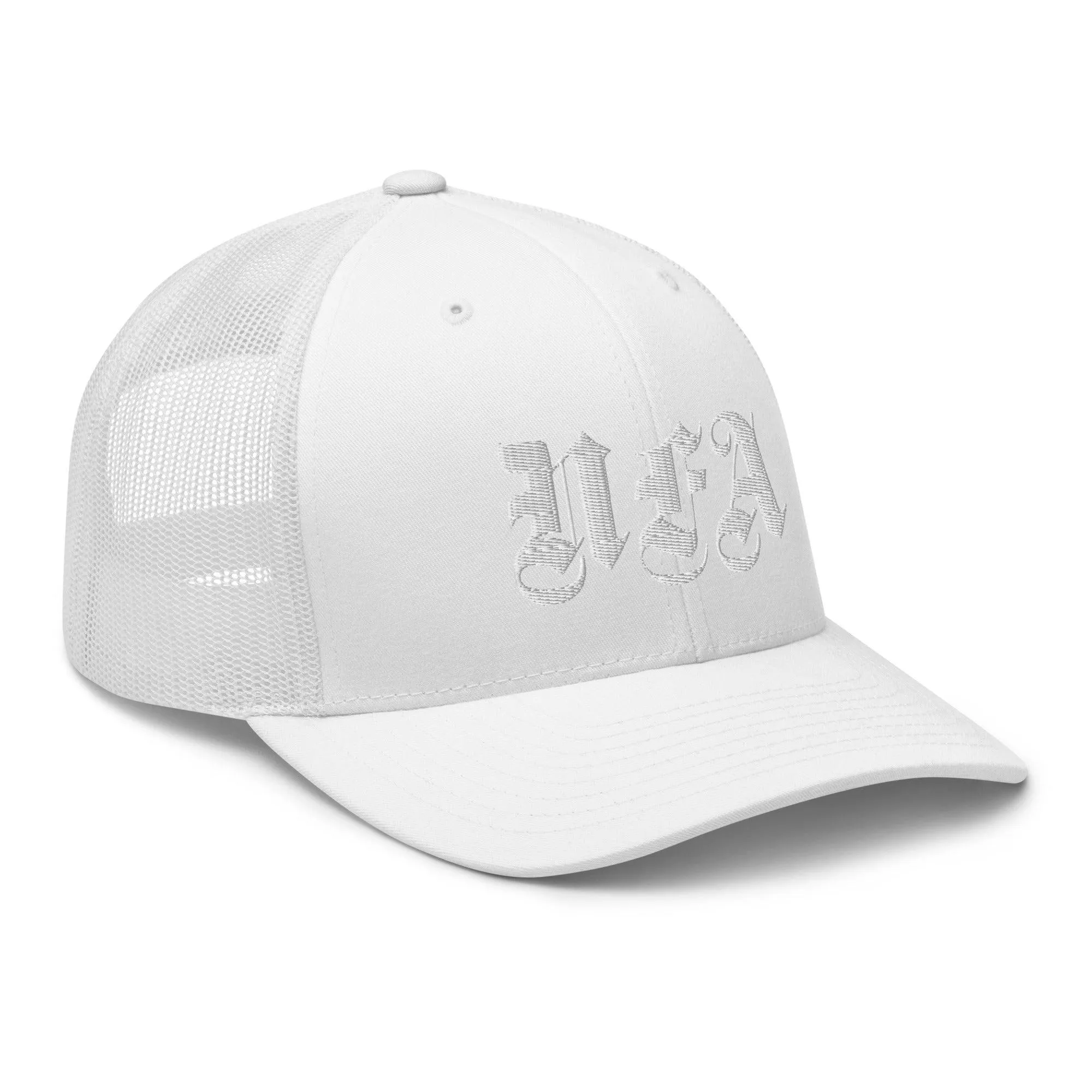 NFA White Embroidery Trucker Cap