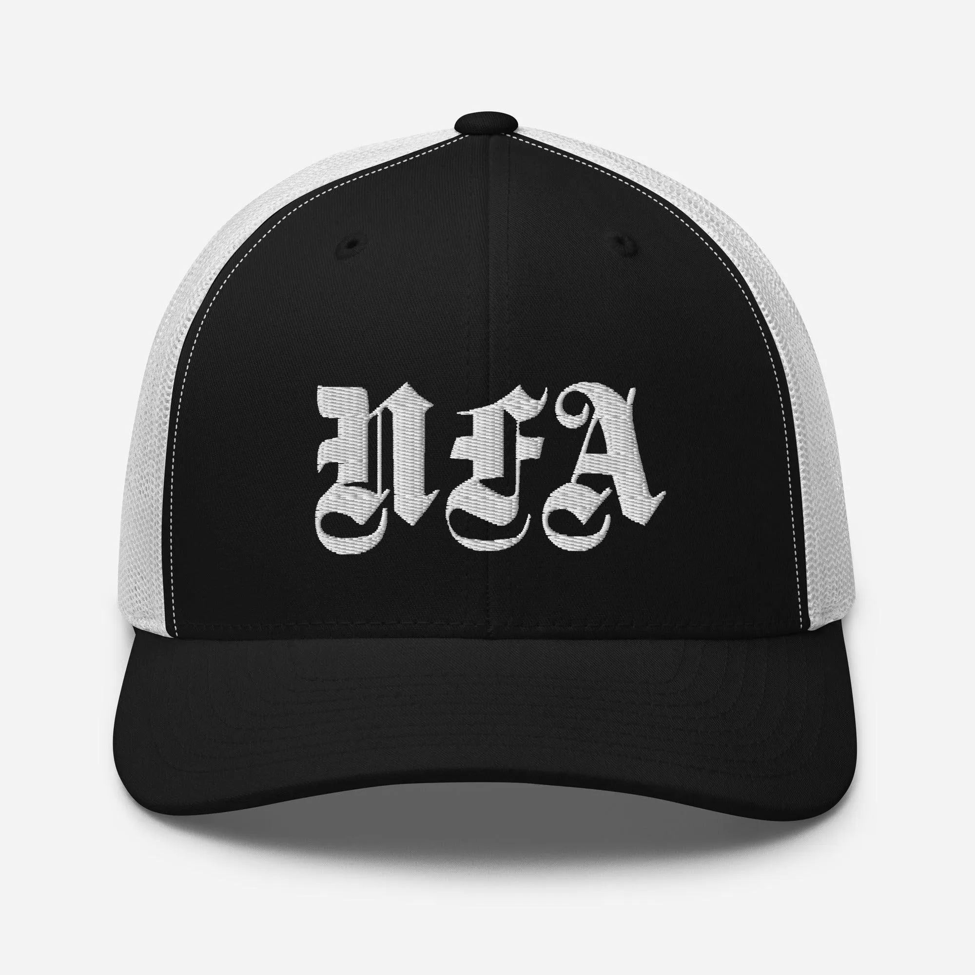 NFA White Embroidery Trucker Cap