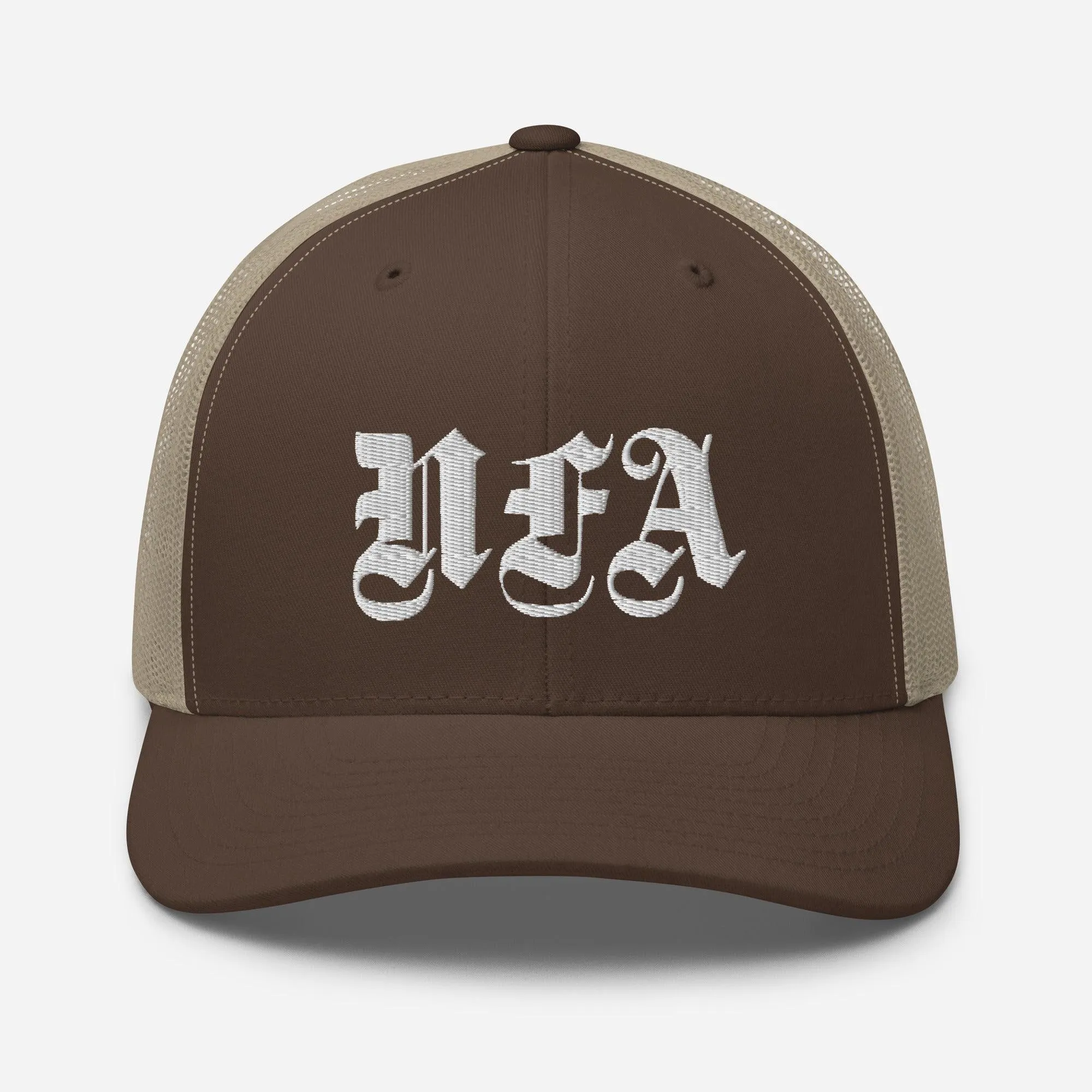 NFA White Embroidery Trucker Cap