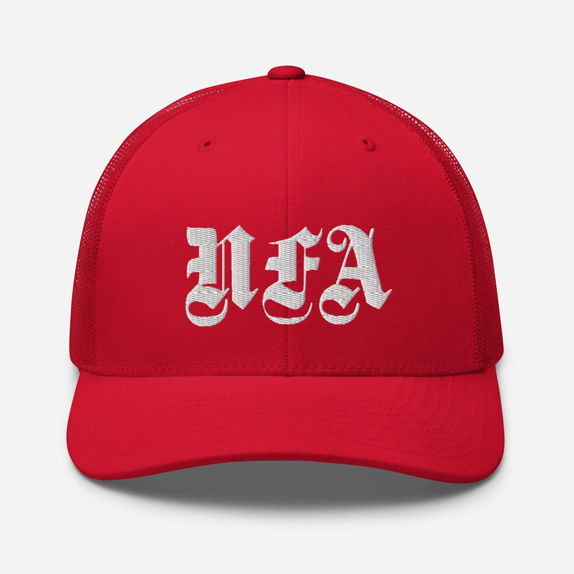 NFA White Embroidery Trucker Cap