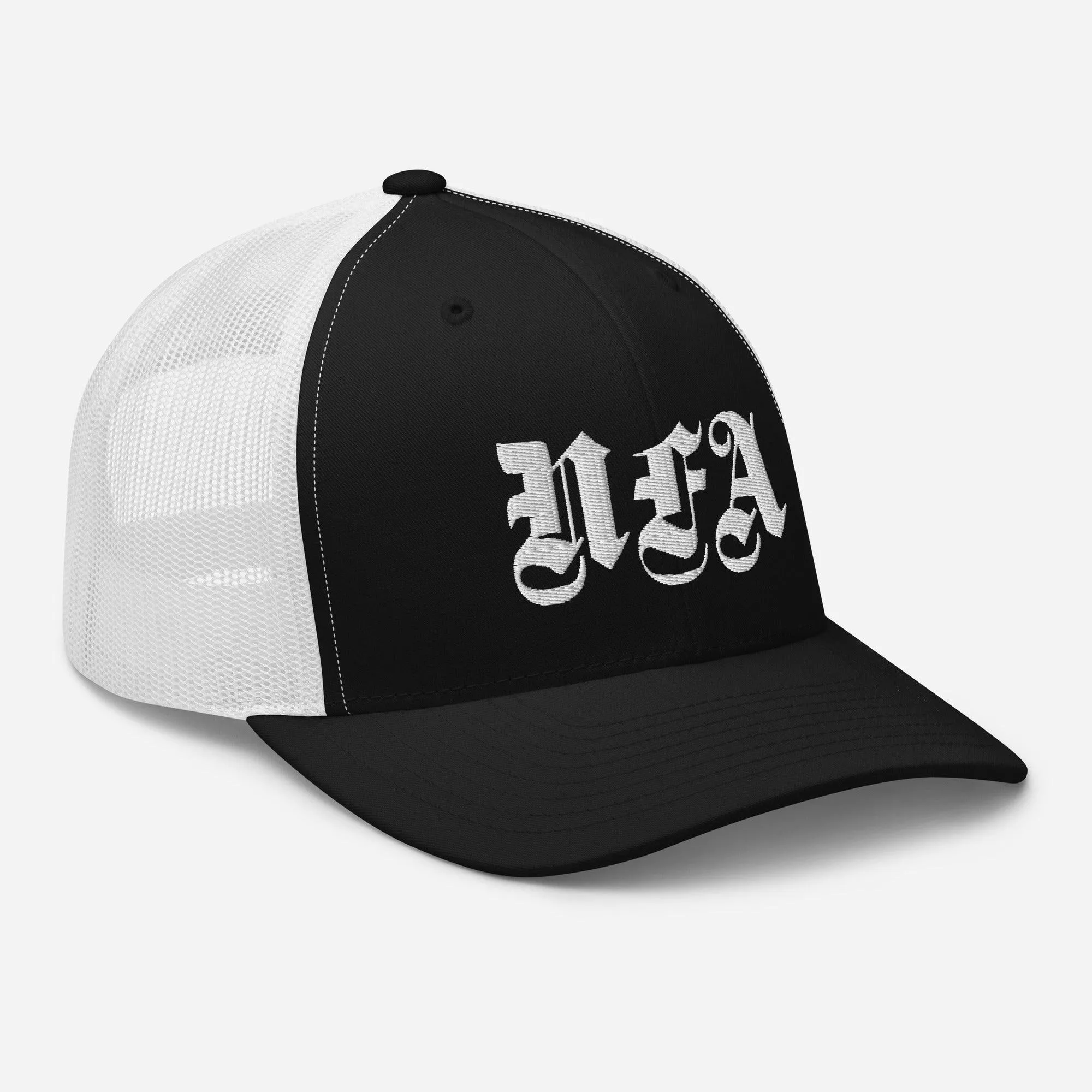 NFA White Embroidery Trucker Cap