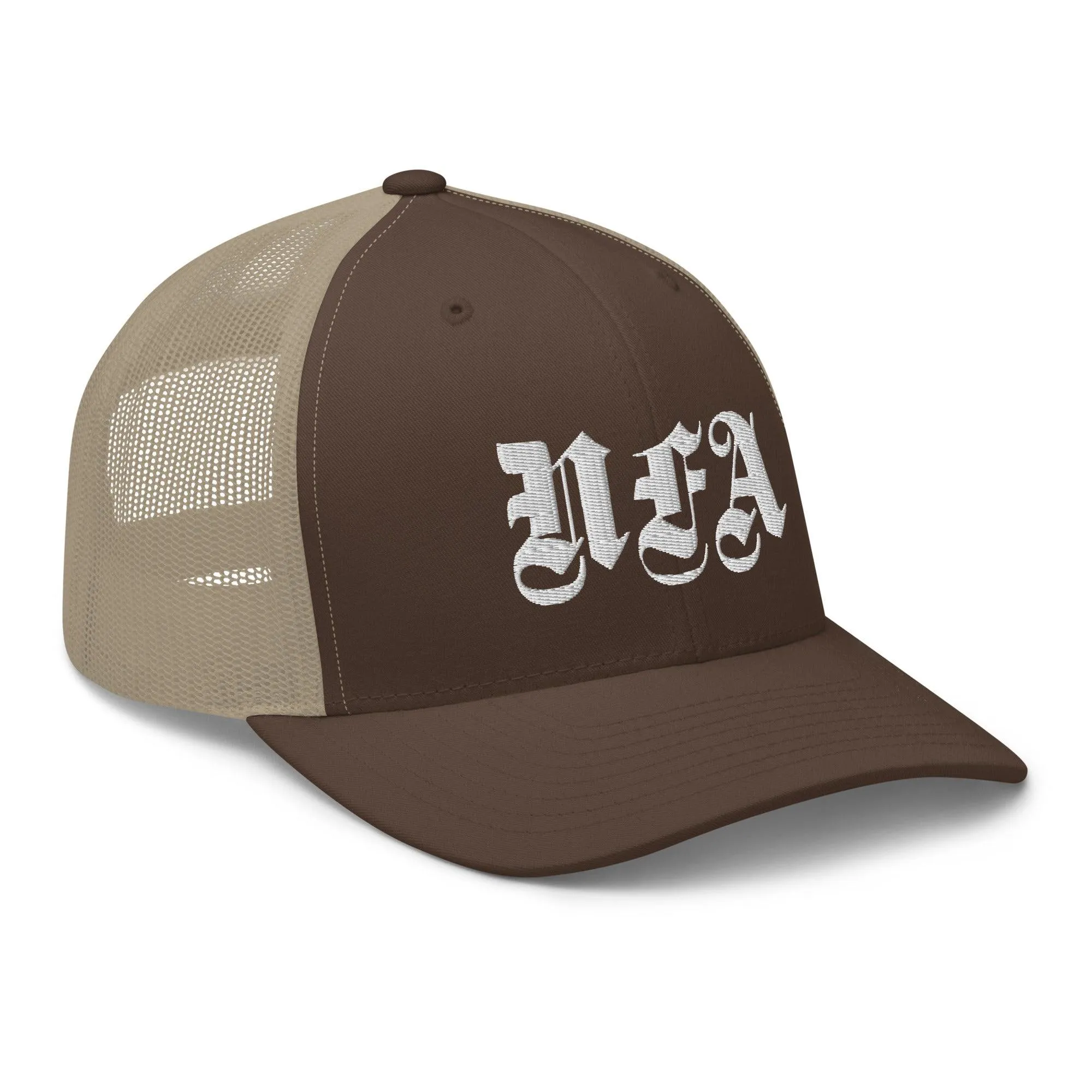 NFA White Embroidery Trucker Cap