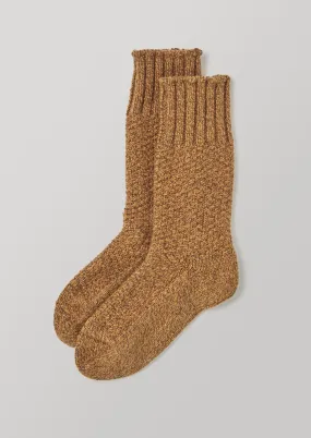 Nishiguchi Kutsushita Textured Boot Socks | Mustard