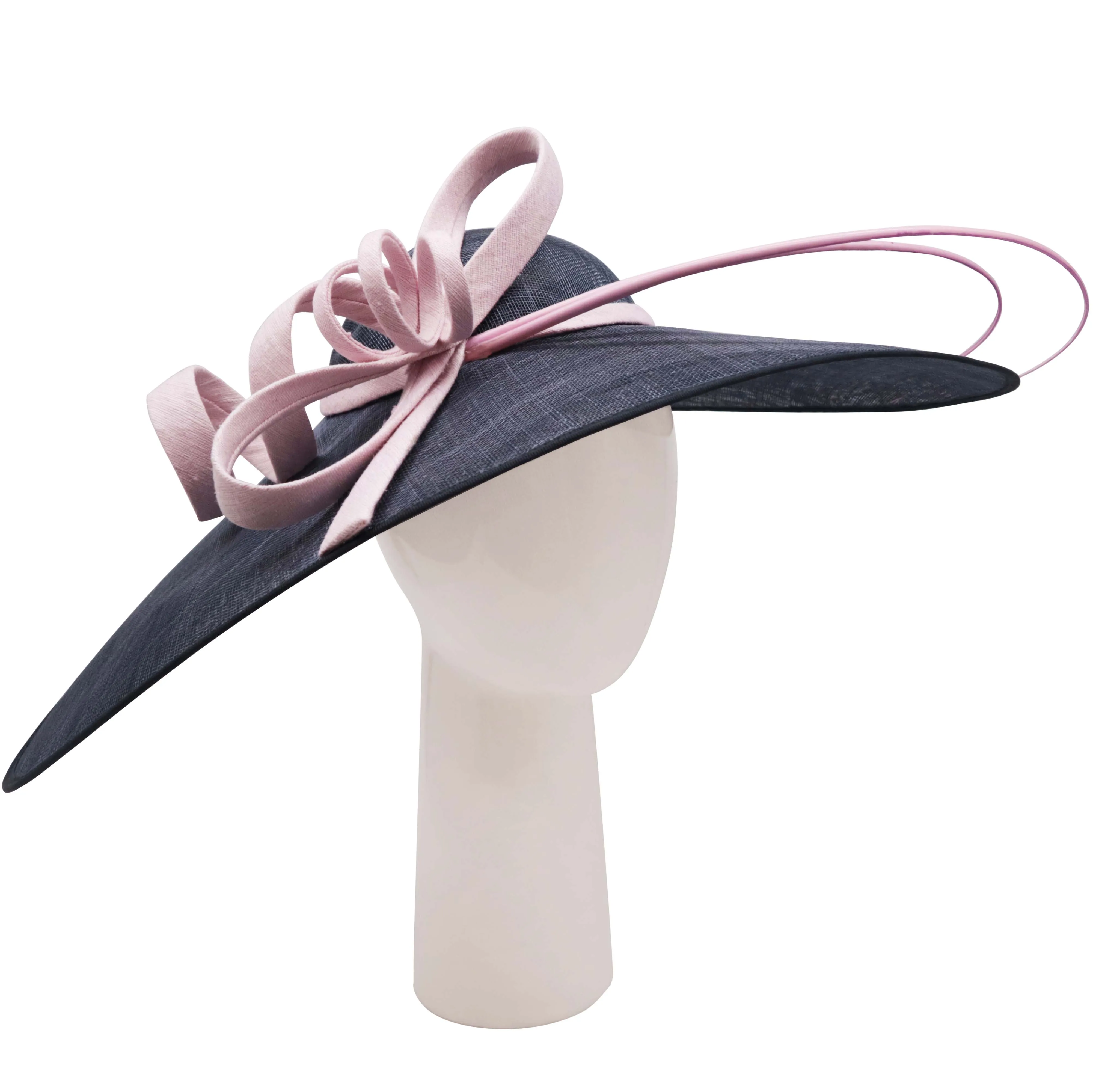 Oval Dish Hat in Pastel Pink and Slate Grey