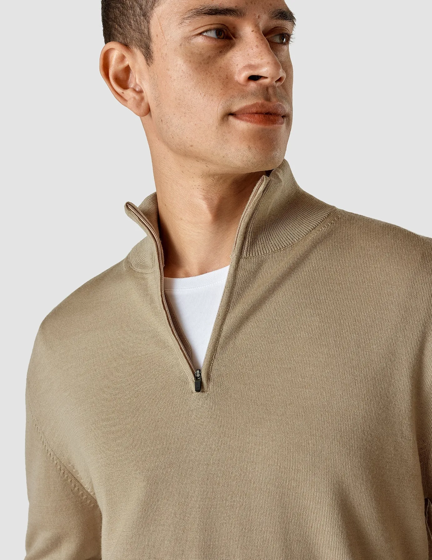 Premium Merino Half Zip Sahara