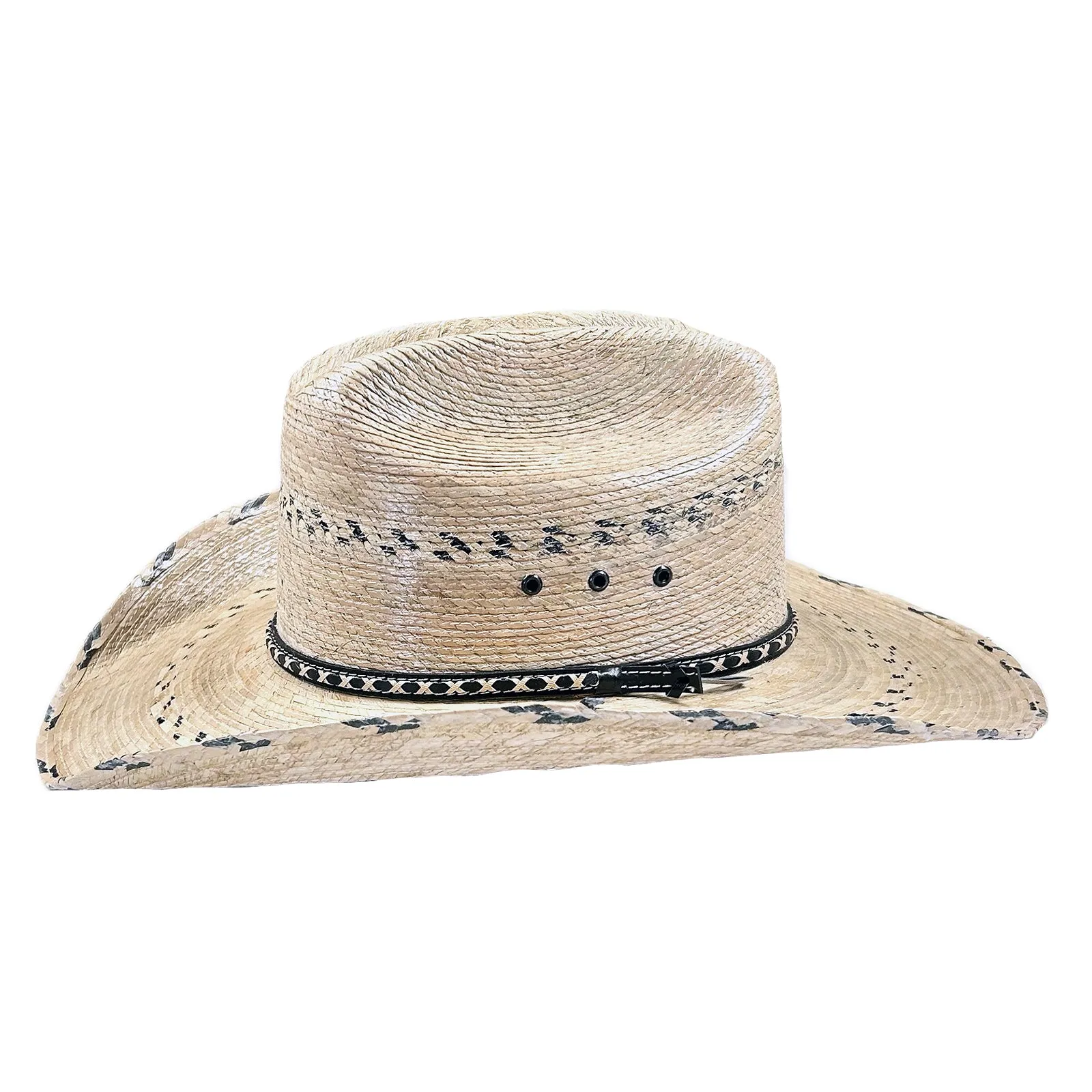 Premium Palm Straw Cattleman Western Cowboy Hat with Chin Cord