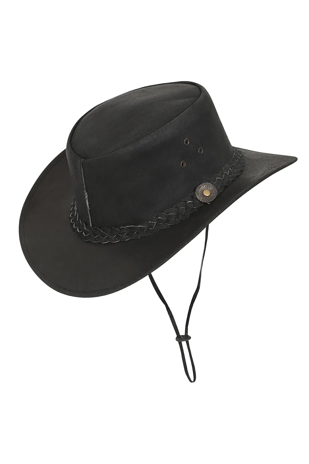 Real Black Leather Cowboy Hat