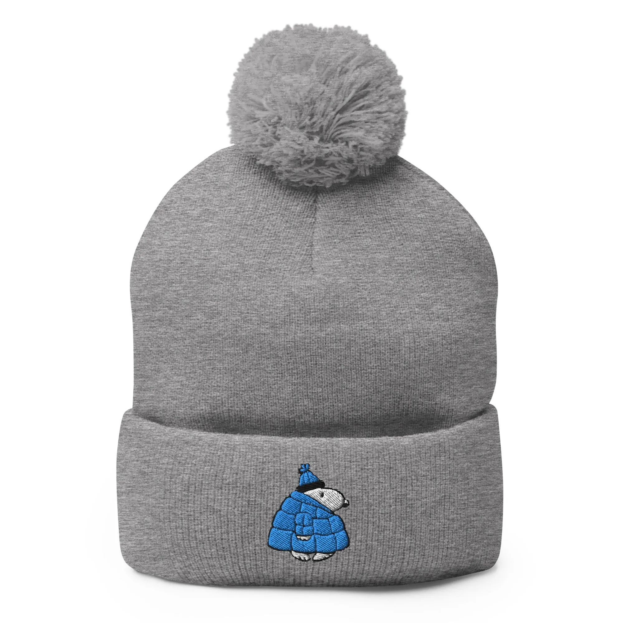 Snoopy Puffer Embroidered Pom Pom Beanie