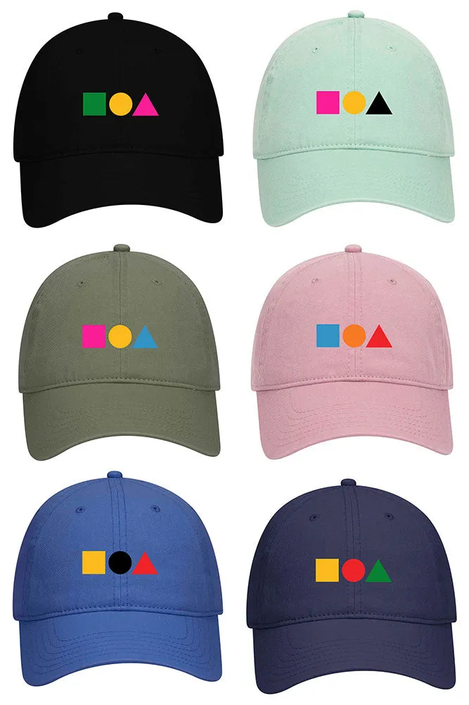 Square Circle Triangle 6 Panel Low Profile Garment Washed Superior Cotton Twill Dad Hat - Shape Color Combination