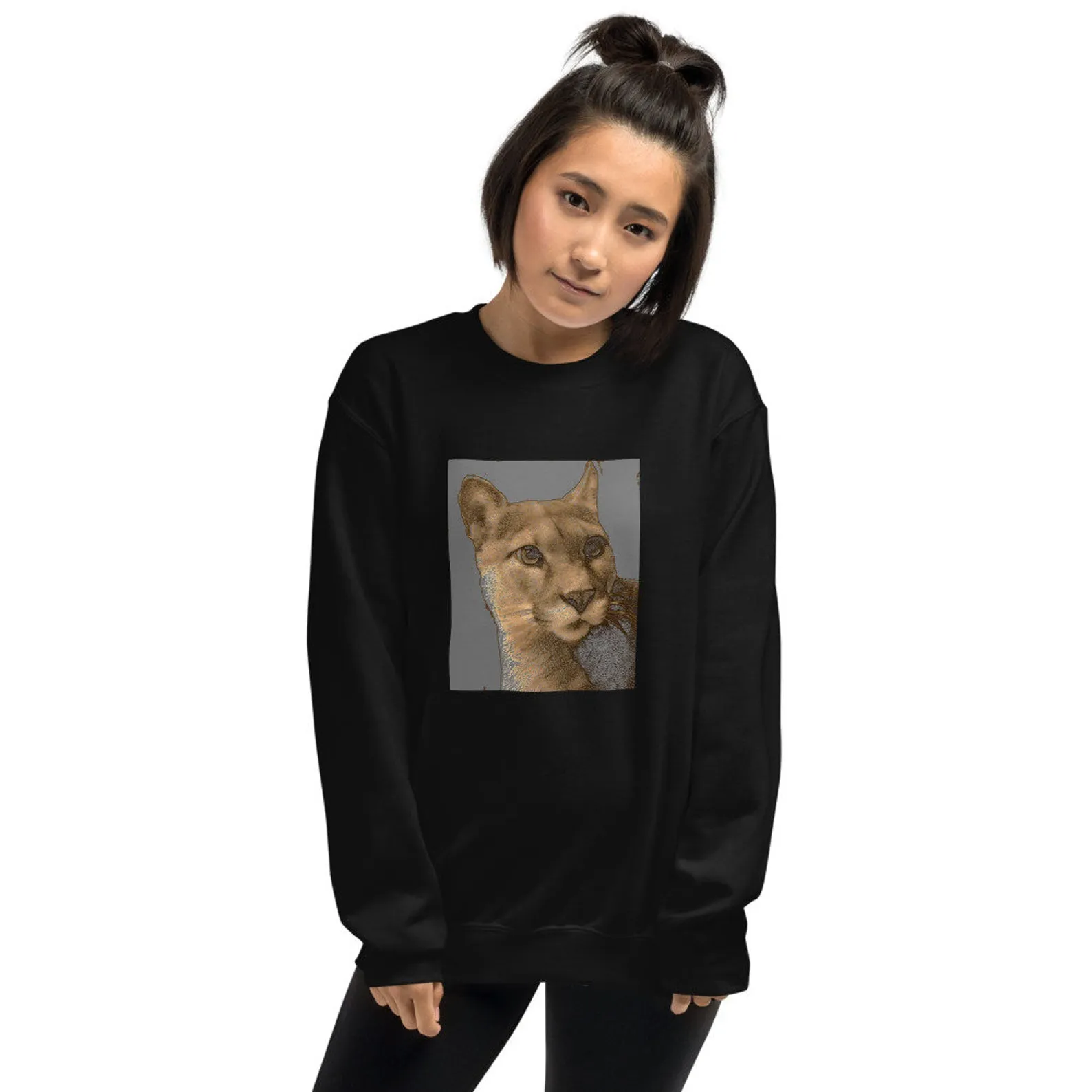 Sunheart Cougar Power Animal long-slv Pullover Small to Plus Sizes Sml-5X