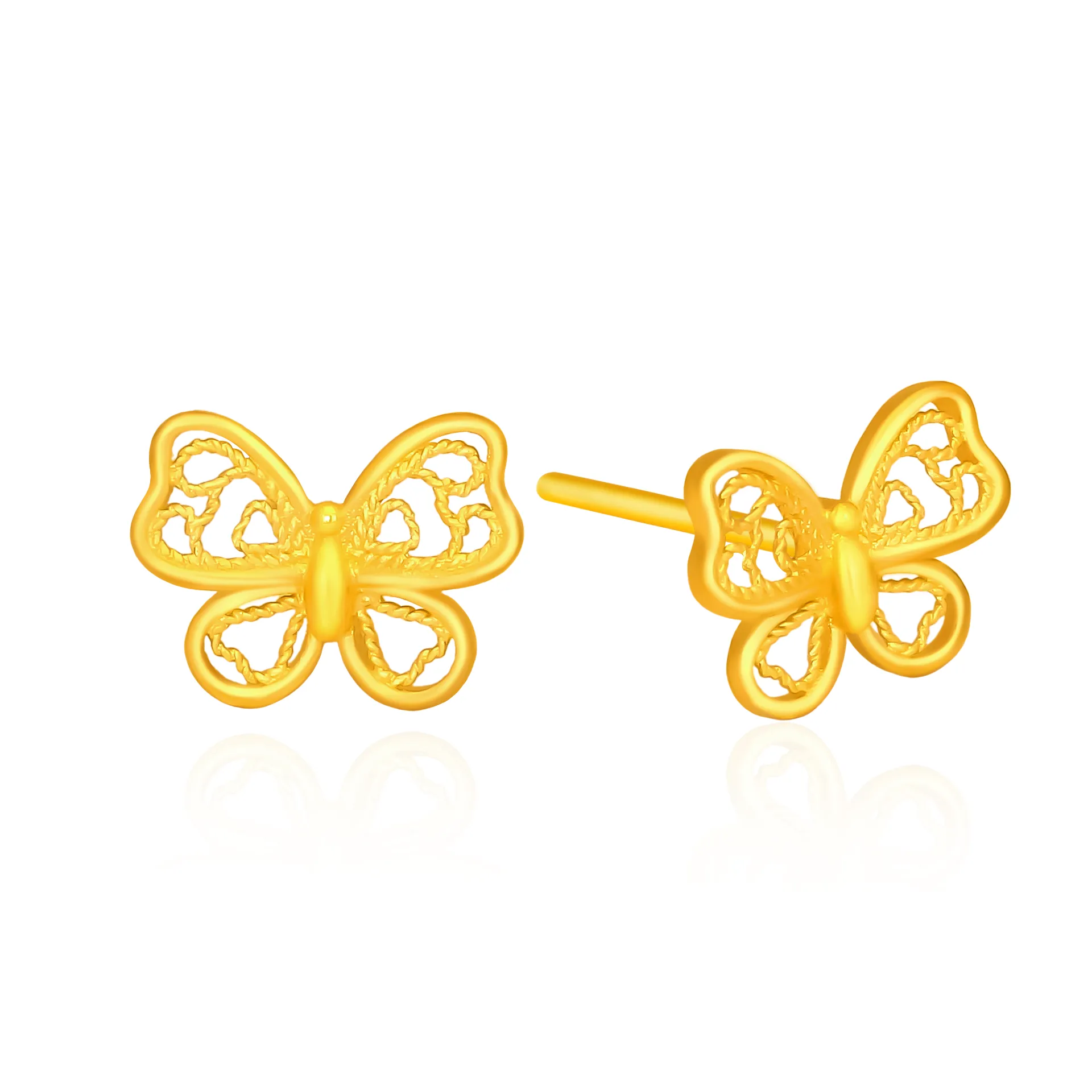 TAKA Jewellery 999 Pure Gold Earrings Butterfly