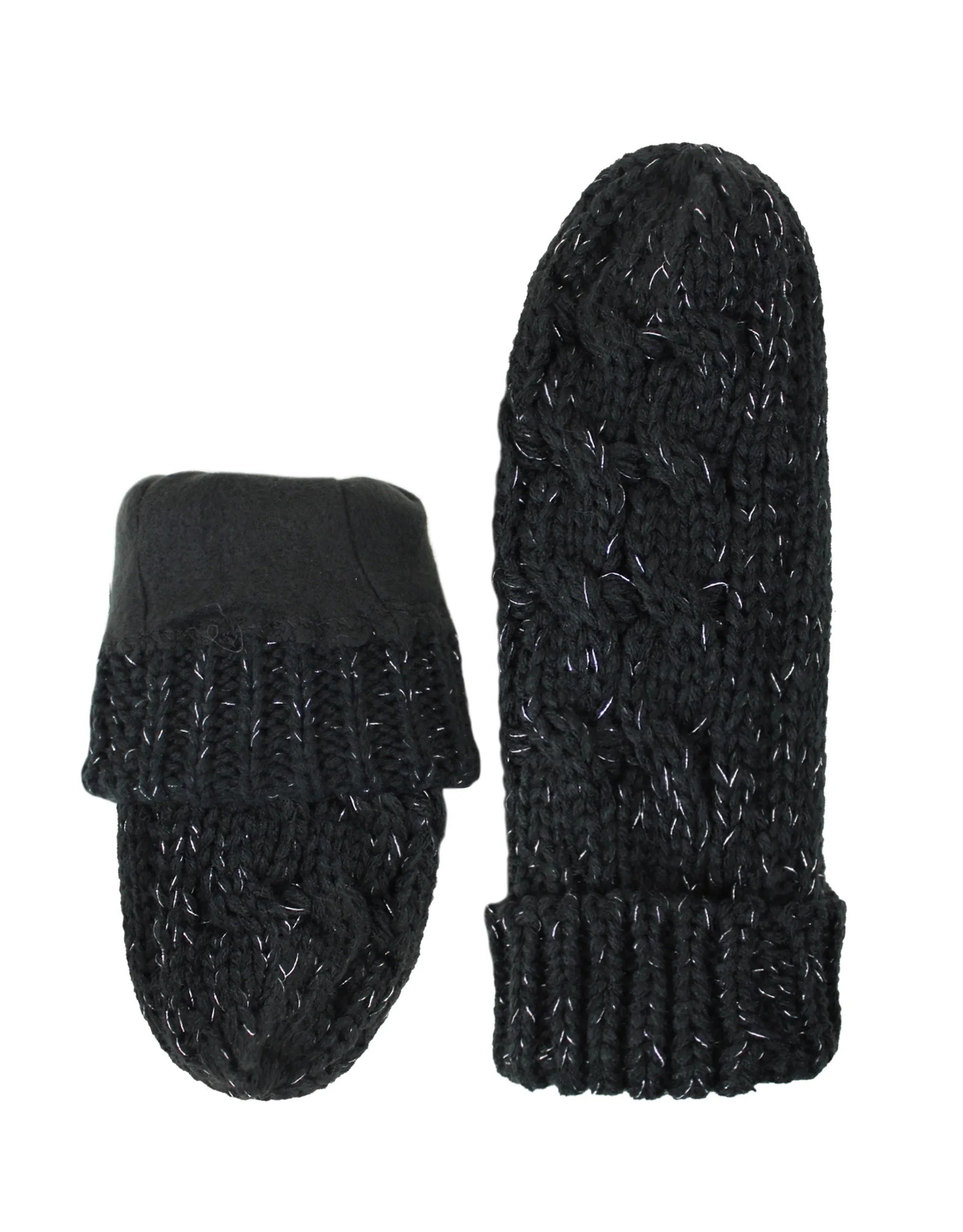 The Anka Lurex Mittens - Black / Silver