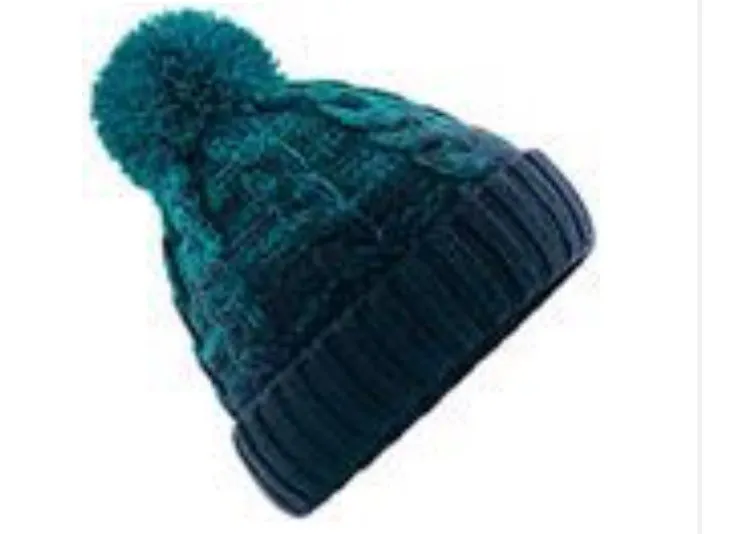 Tonal Pom Pom Beanie - Green/Blues