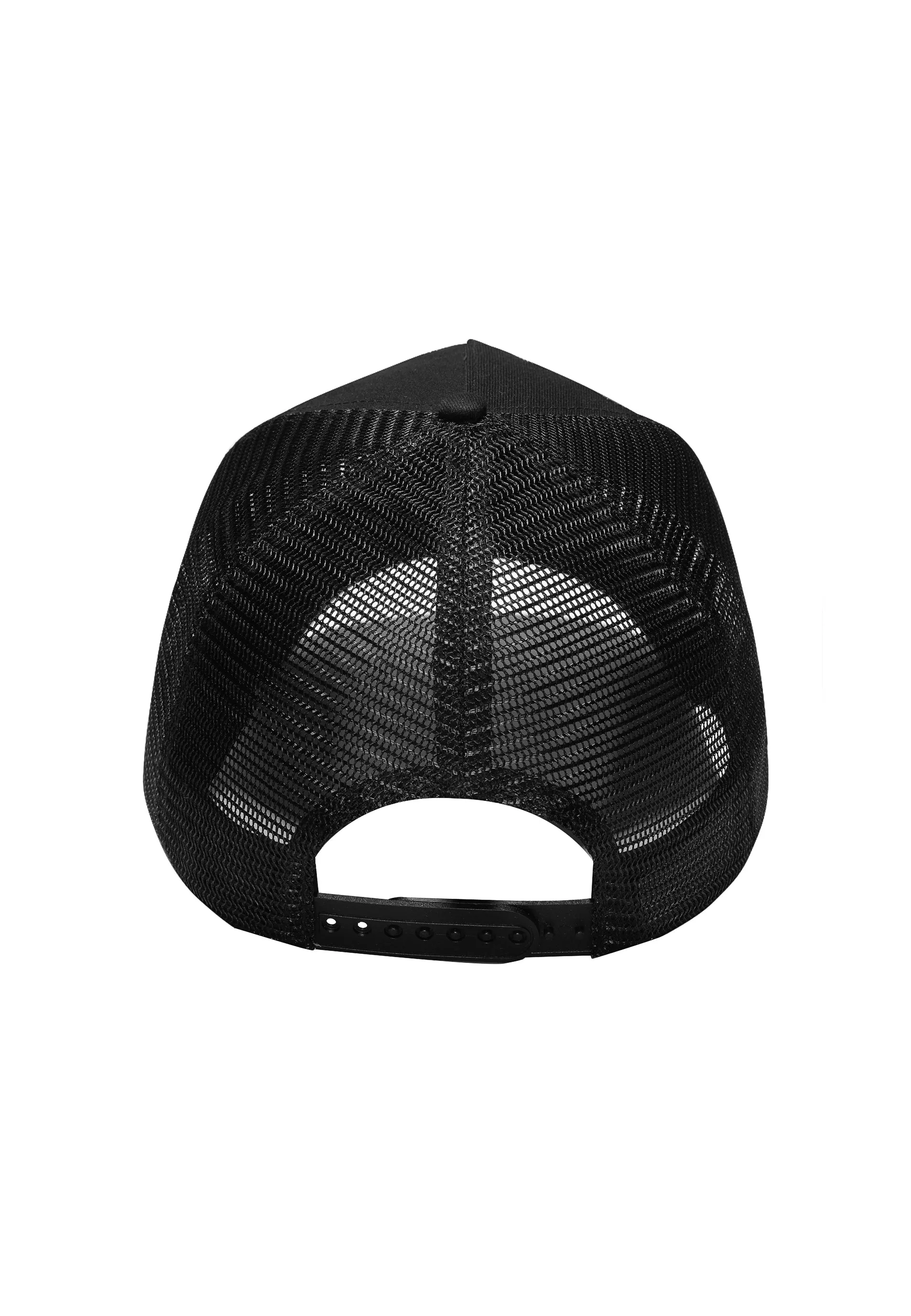 Unisex Hell Swinger Twill Front Mesh Trucker - Black/Black