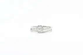 White Gold Round Diamond Halo Engagement Ring with Matching Band