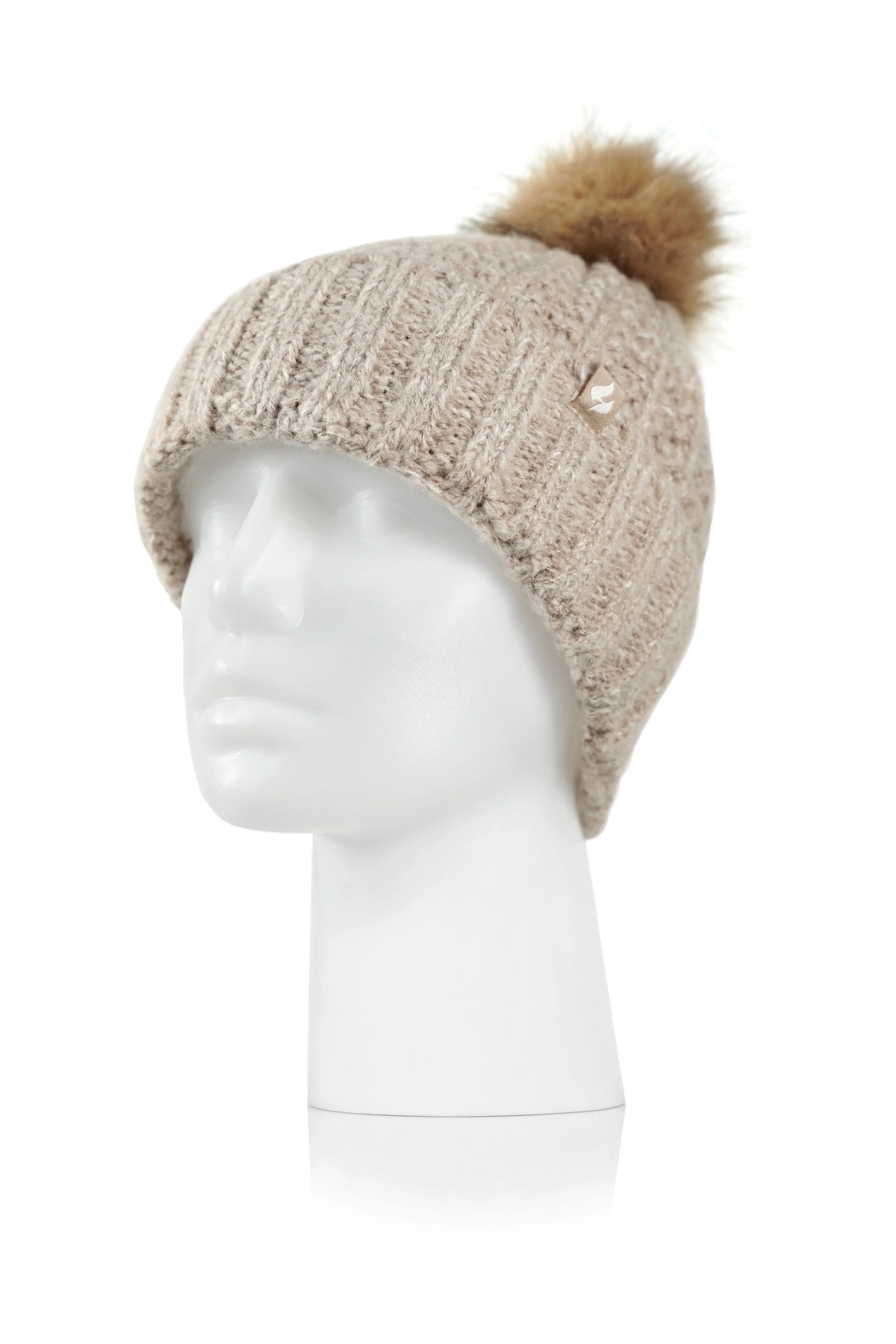 Women's Marseille Ribbed Roll Up Hat With Pom Pom