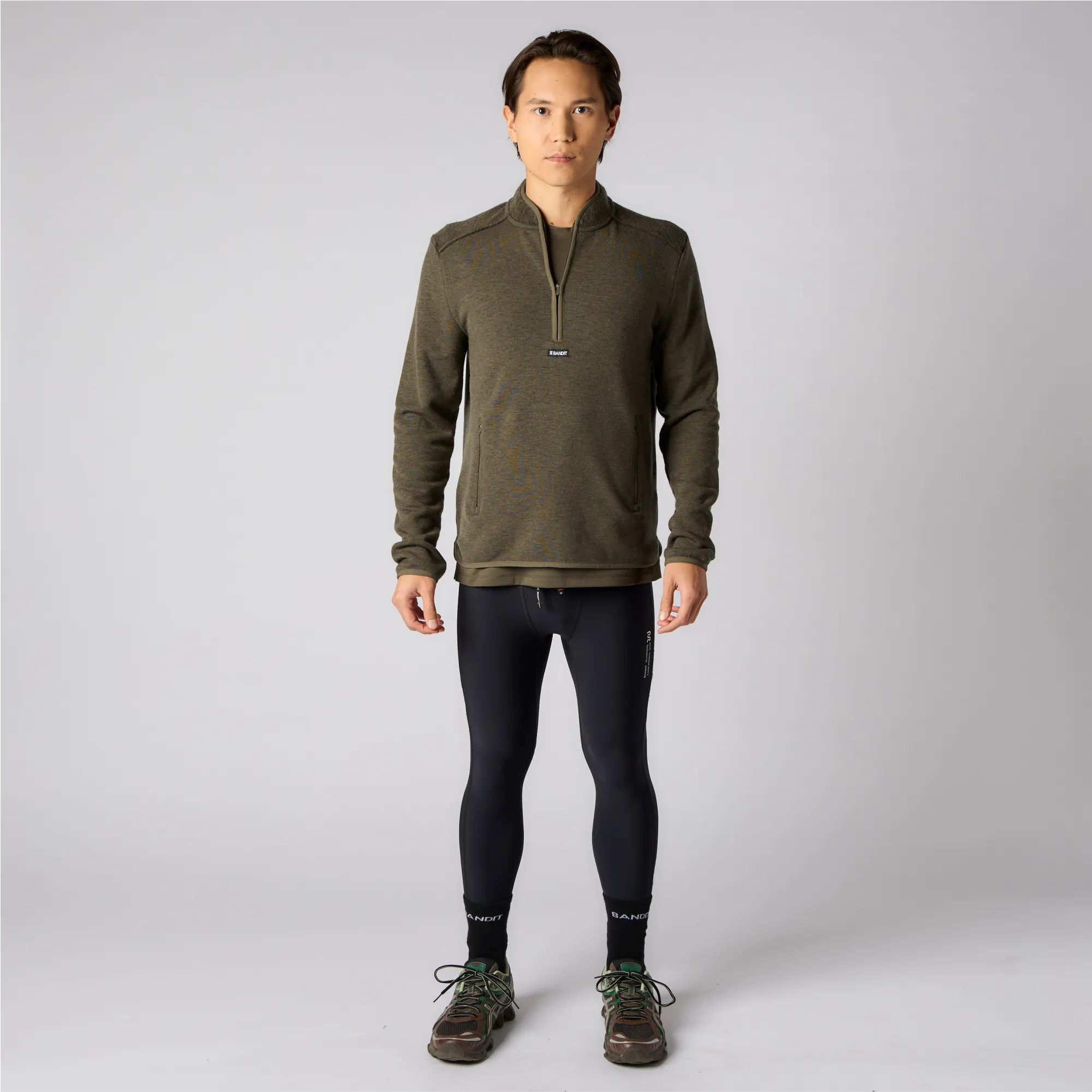 Wool Terry Quarter Zip Pullover - Men's, Olive