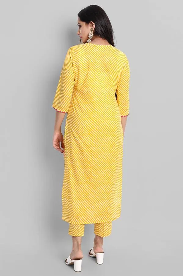 Yellow Rakhiphool Leheriya Kurta