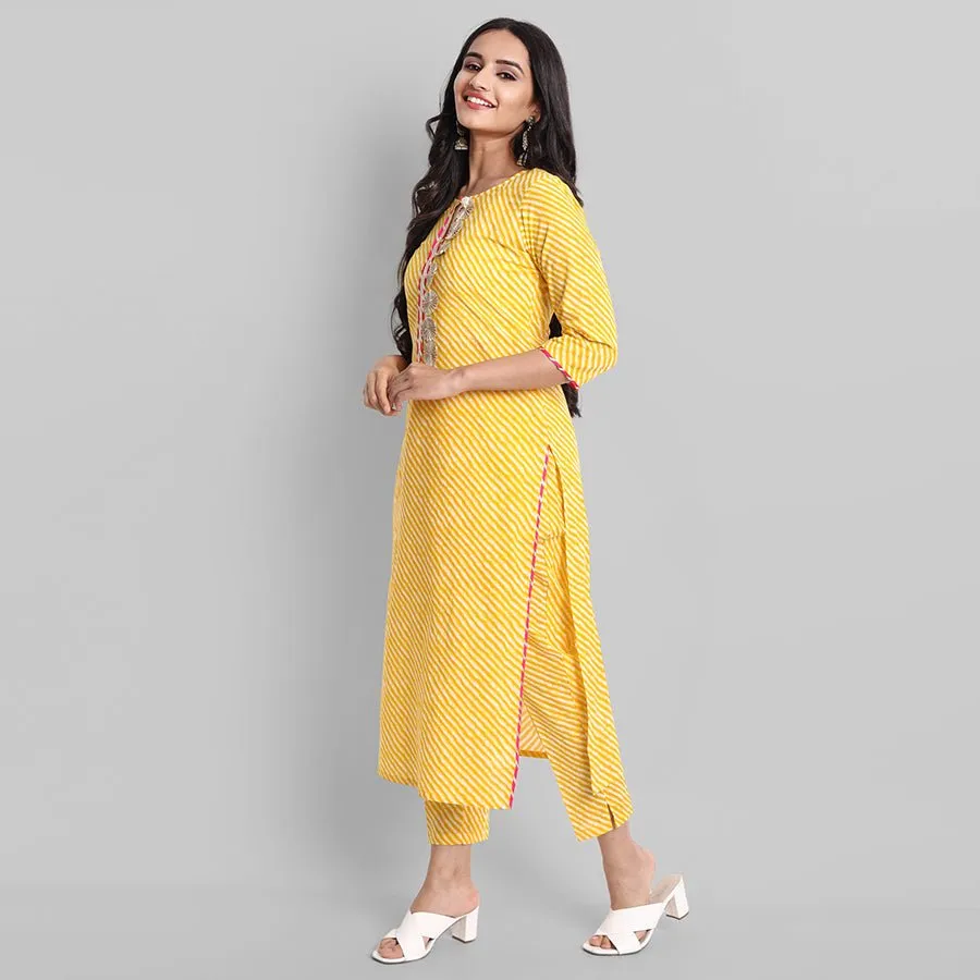 Yellow Rakhiphool Leheriya Kurta